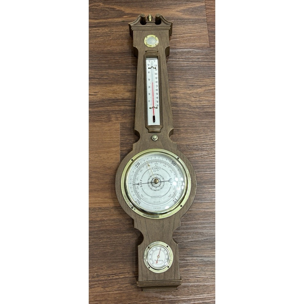Vintage Springfield Talking Weather Station Wal Barometer Thermometer Model 2204